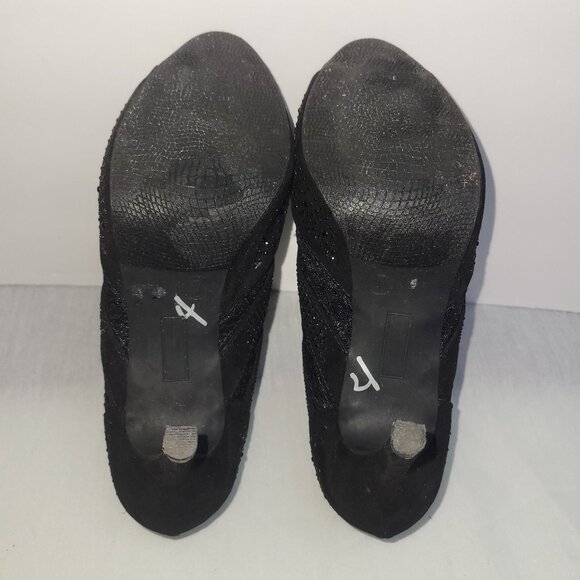 Dressy Black booties with high heels and open toe-Size 7 - Picture 4 of 7